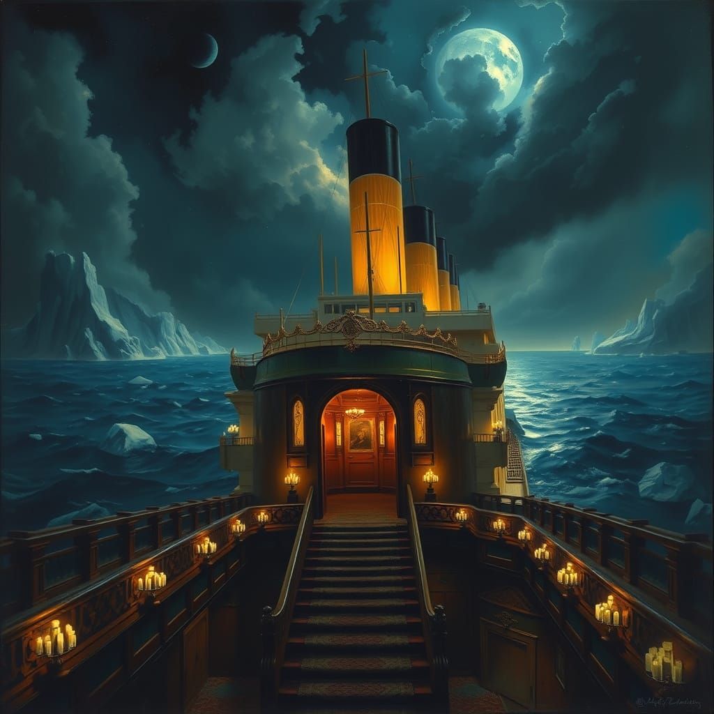 Majestic Titanic Elegy in a Hauntingly Realistic Style