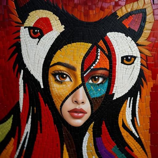 Vibrant Mosaic Patchwork in Expressionist Oil Painting