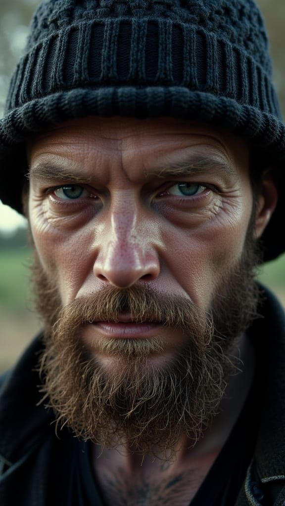 Binary Code Man Portrait in Farm Horror Style