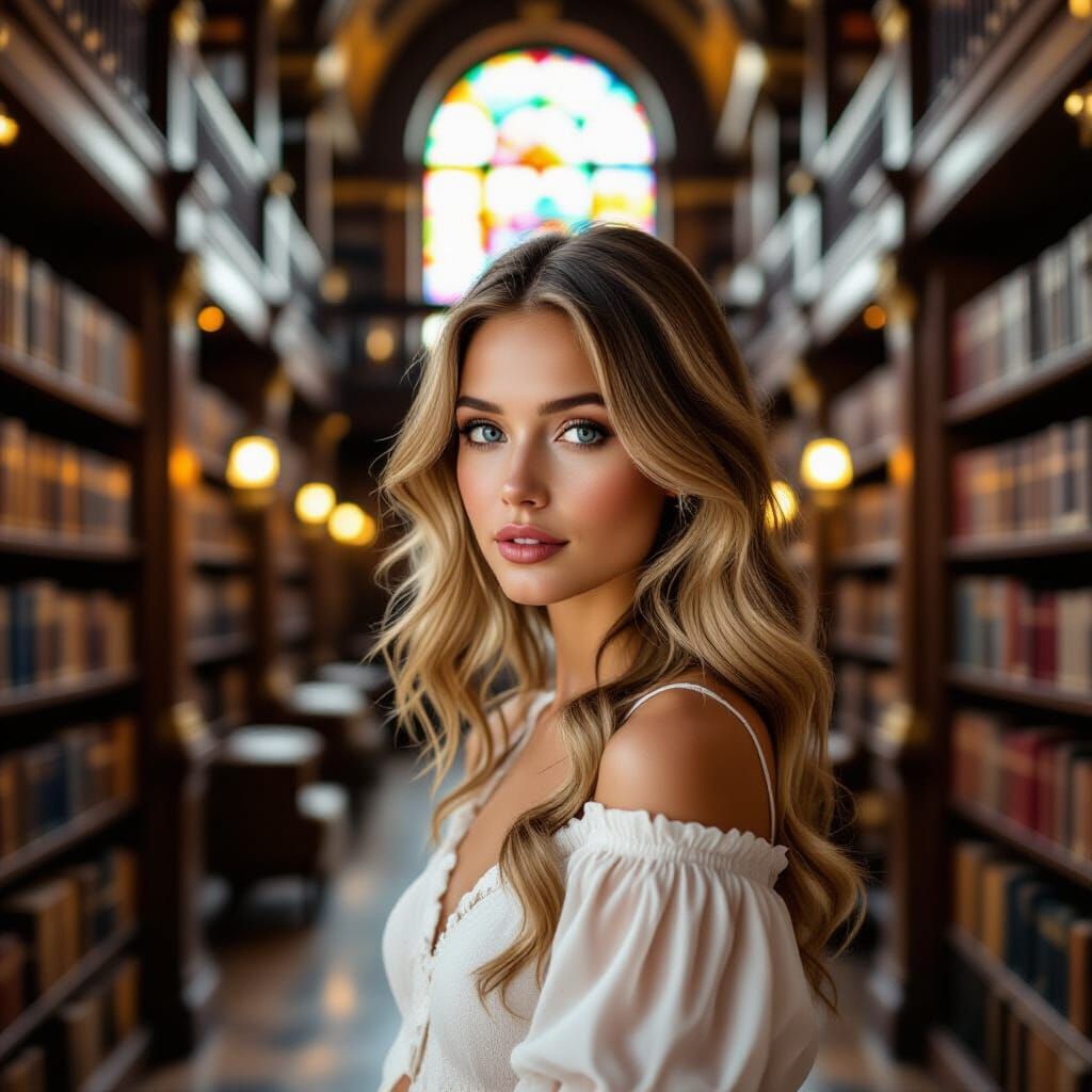 Renaissance Beauty in a Grand Library