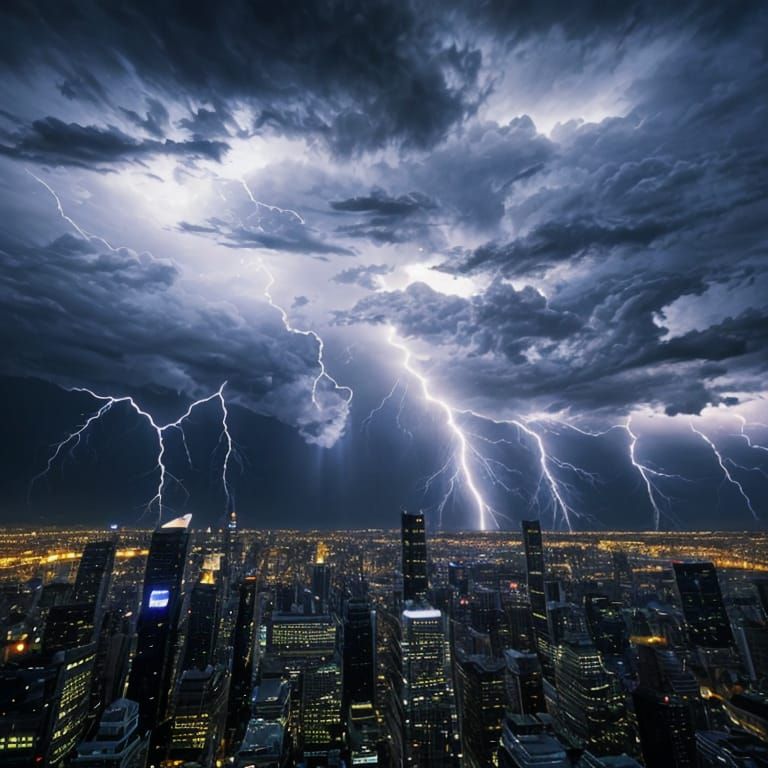 Vibrant Lightning Strike in Sharp Focus