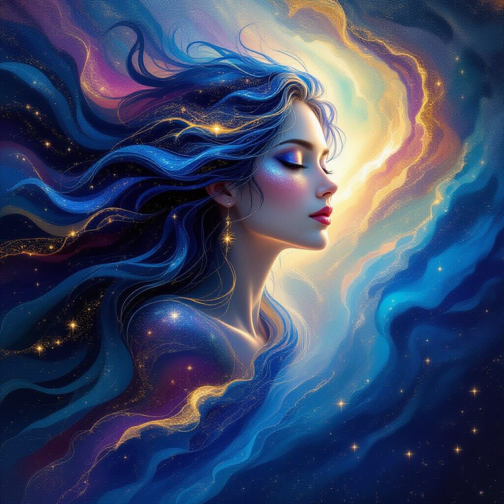 Celestial Being of Stardust and Nebulae in Cosmic Expanse