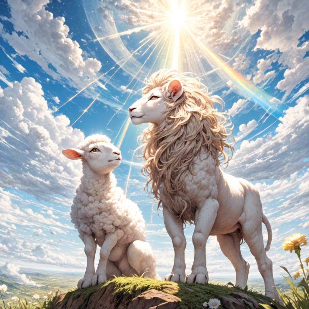 Lion and Lamb Gazing at the Heavens