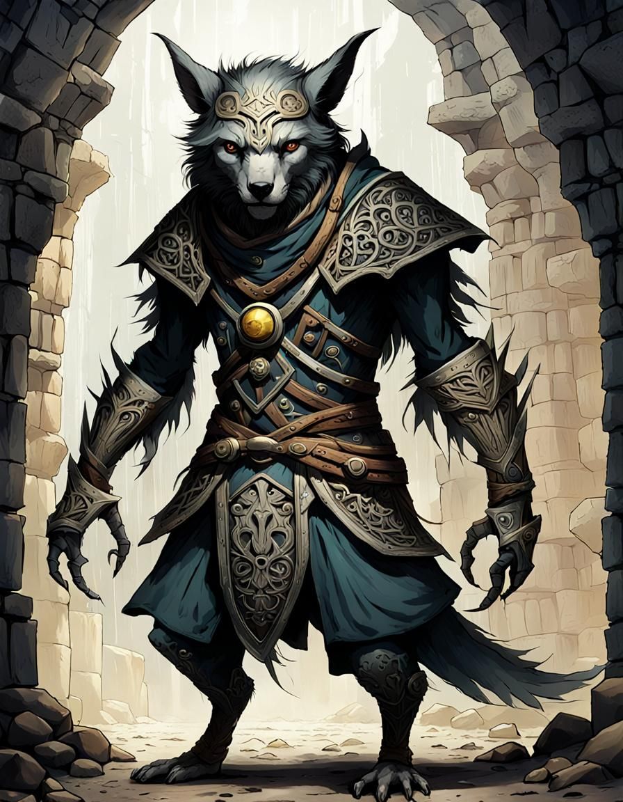 Jackalwere in Dungeon, Filigree Art