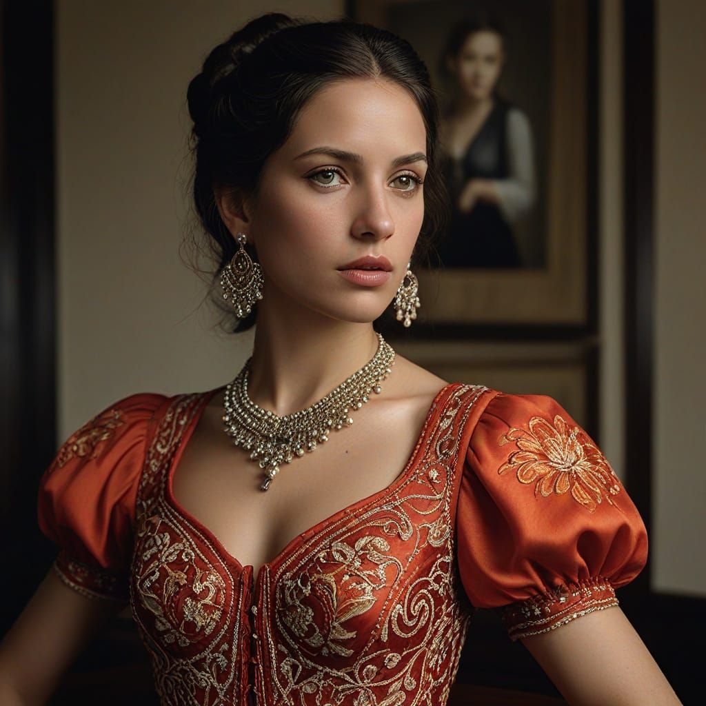Sultry Flamenco Dancer in Hyperrealistic Style