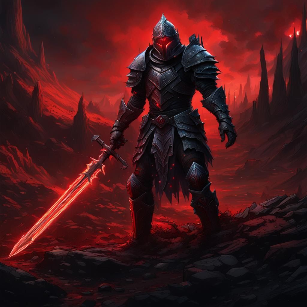 Knight of Red Magic in Dark Fantasy Style