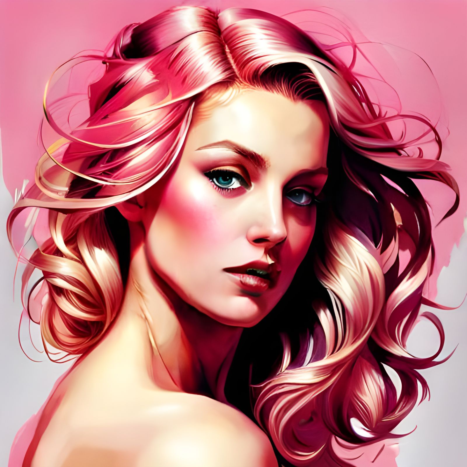 Aphrodite Portrait in Mixed Media Style