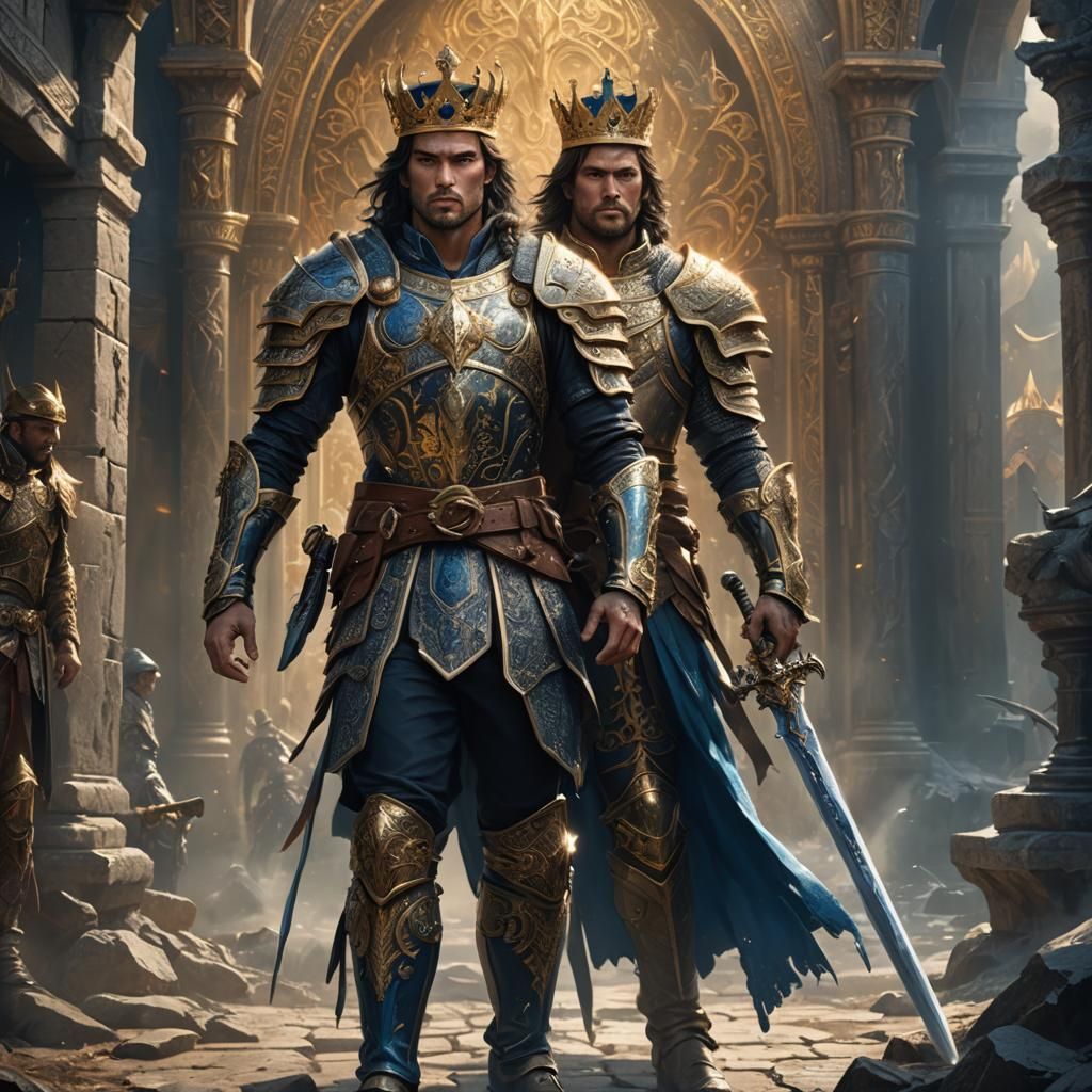 Fantasy King with Sword in Mythic World