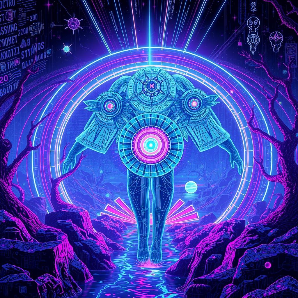 Fracture Core Merge in Synthwave Neon Void