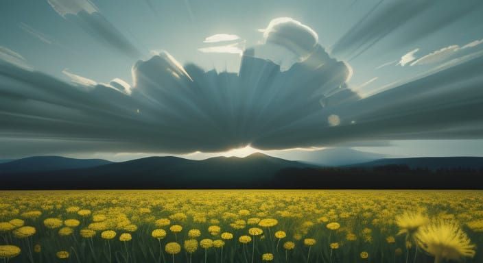 Ethereal Dandelions in Cinematic 35mm Film Still