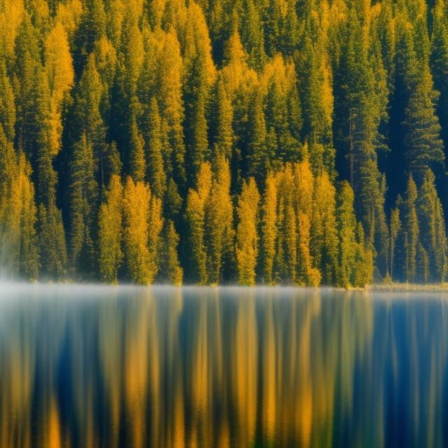 Rainbow Reflection Over Mountain Lake Landscape