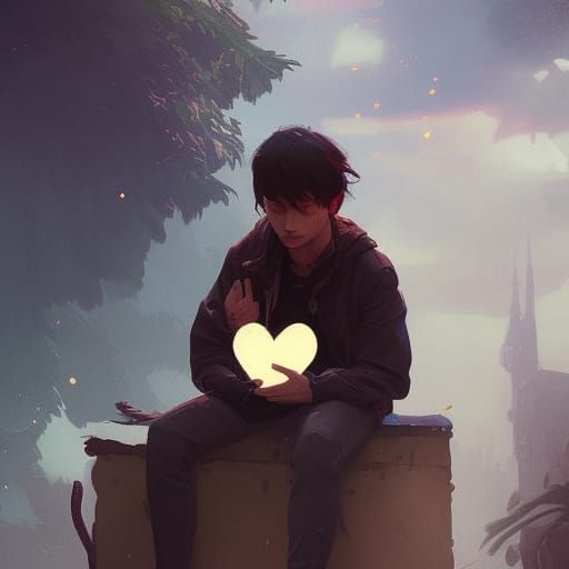 Heartbroken Boy Cries: Hyperdetailed Concept Art