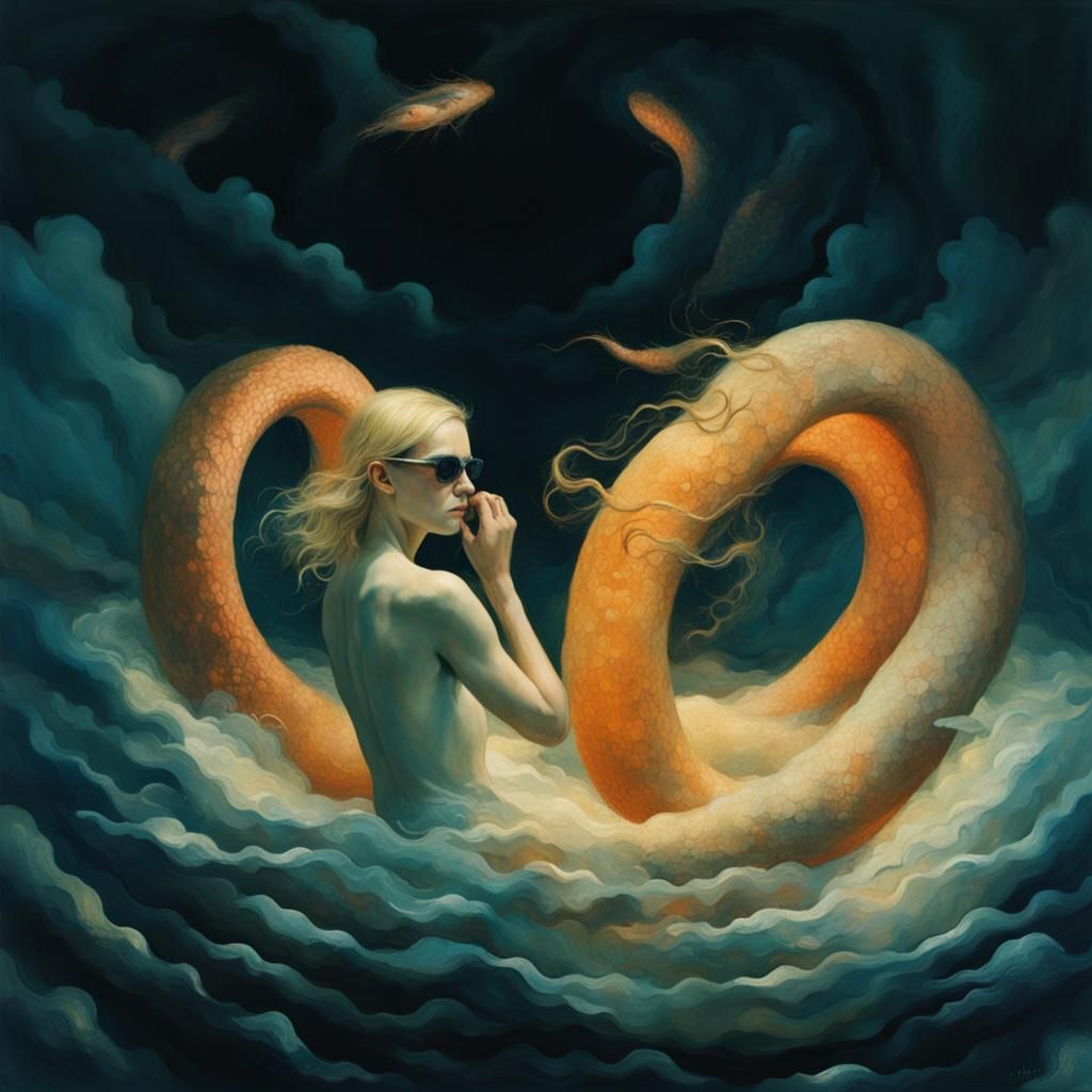 Ouroboros in Okeanos as Impasto Painting