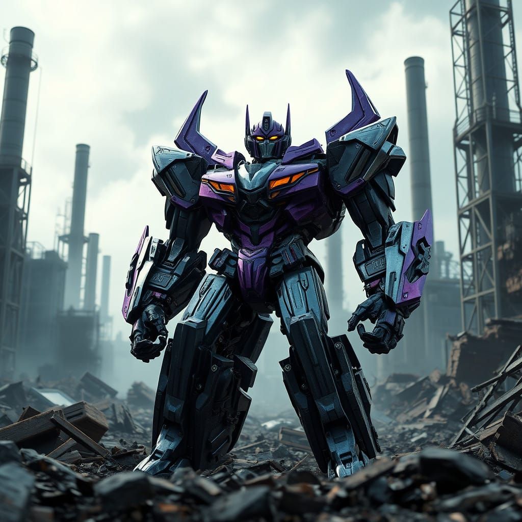 Cyberpunk Decepticon Soundwave in Ruined Factory