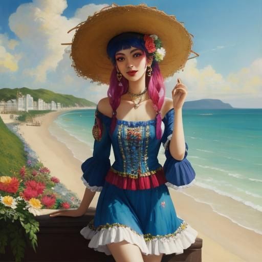 Beach Vacation: Expressionist Style Portrait