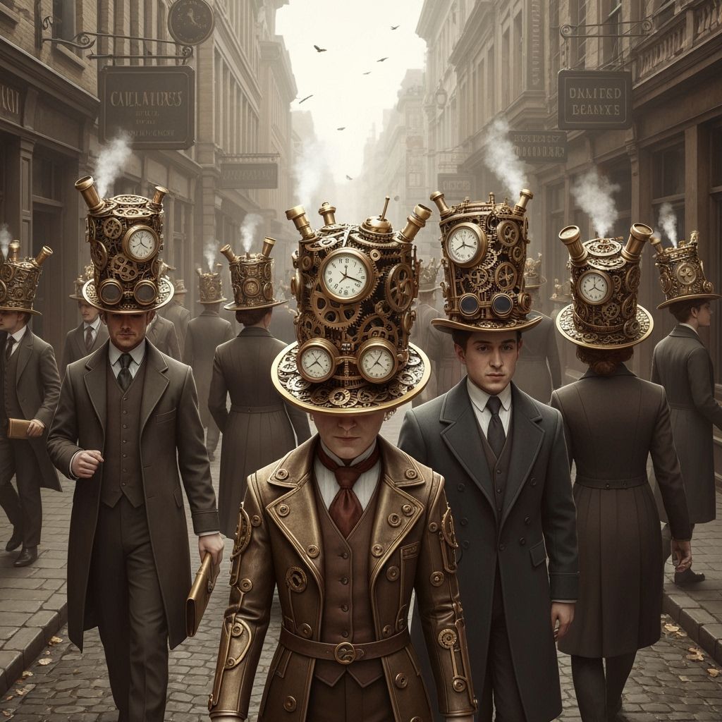 Victorian Street Scene With Clockwork Hats