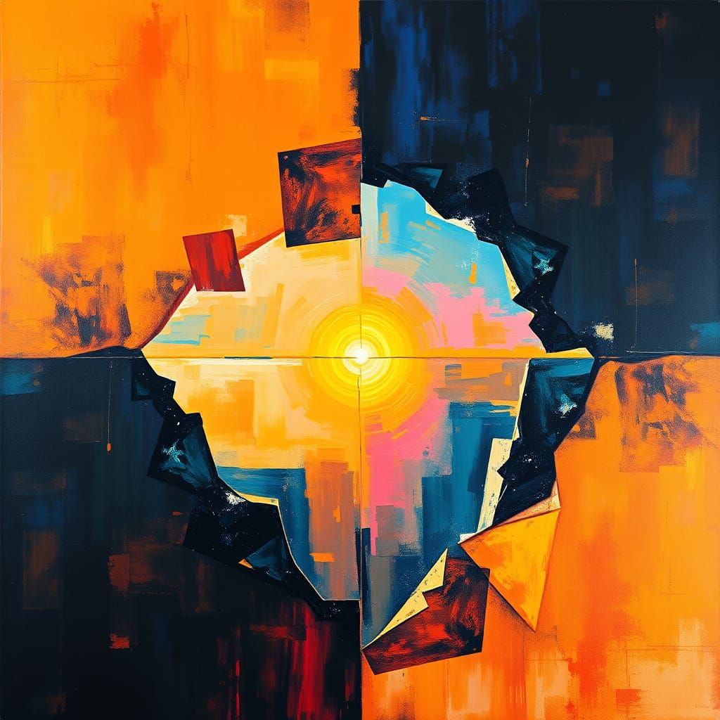 Surrealist Oil Painting: Dreamlike Geometric Landscapes