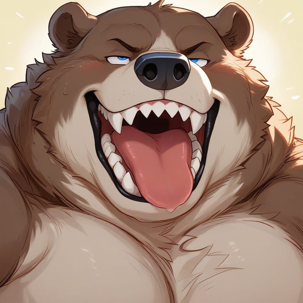 Detailed Portrait of a Sarcastic, Muscular Bear