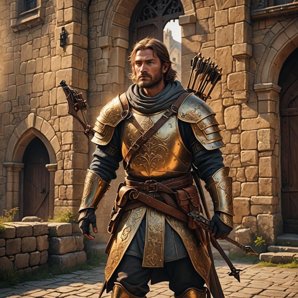 Medieval Peasant with Crossbow: Fantasy Concept Art