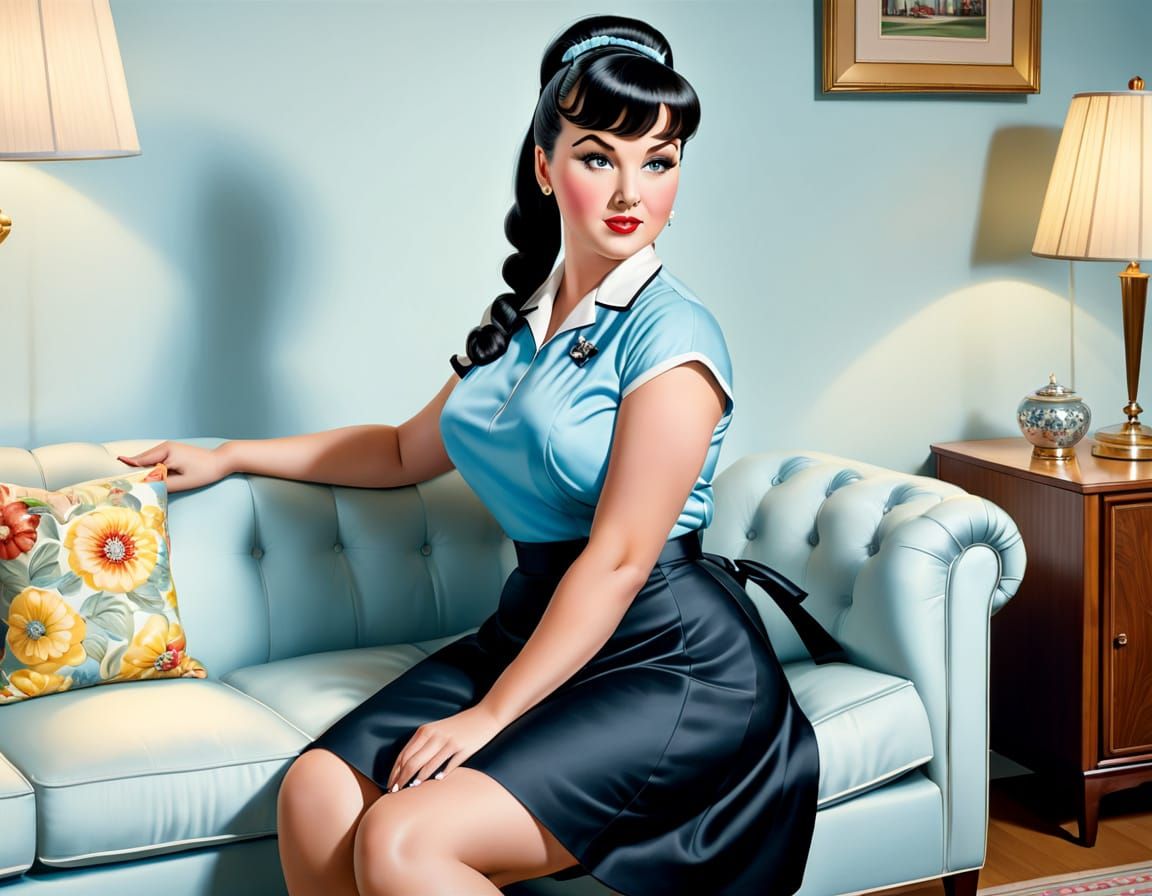 1950s Housewife Portrait in Photorealistic Detail