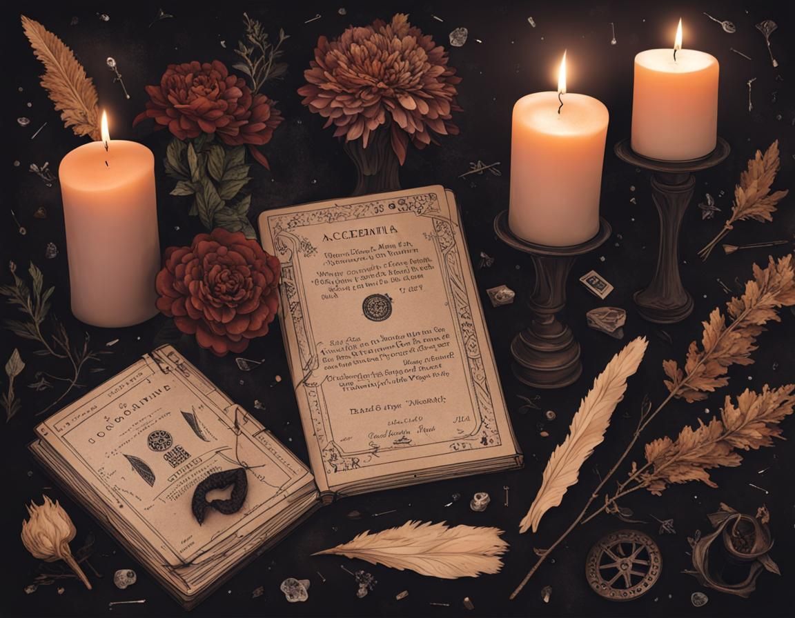 Dark Academia Still Life with Books and Candles