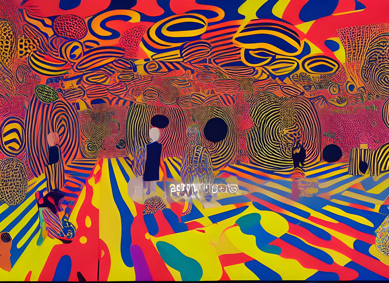 Abstract Room Scene in Maximalist Modern Art Style