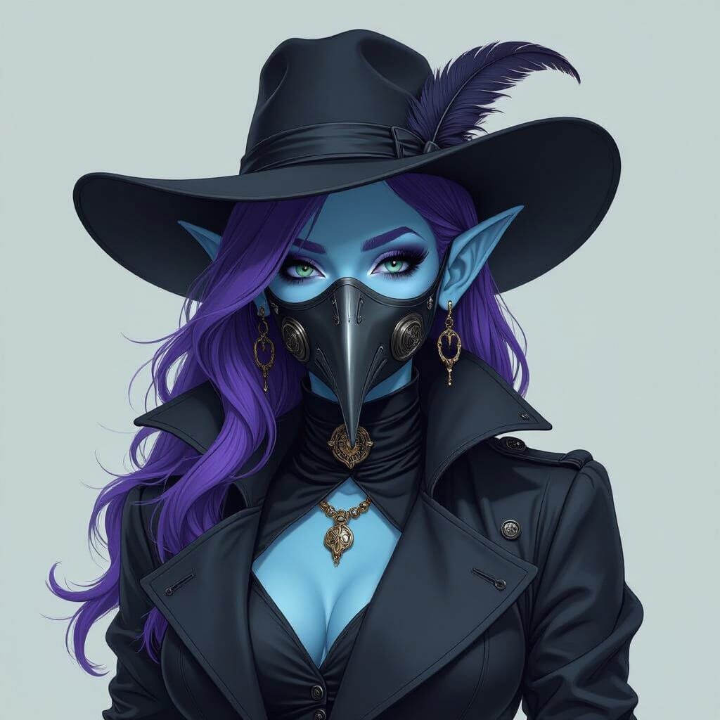 Blue Triton in Giger-Inspired Dark Fantasy Style