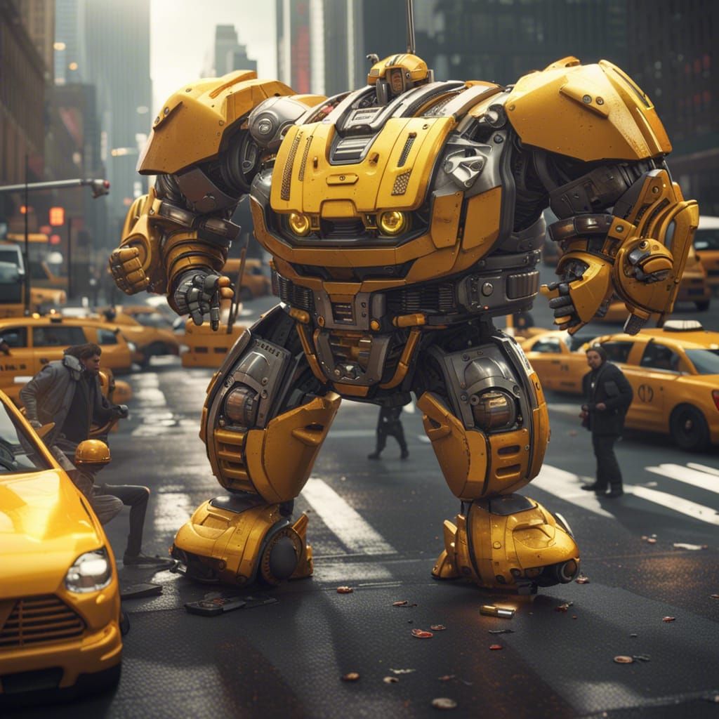 Fat Transformer with Burger in New York City