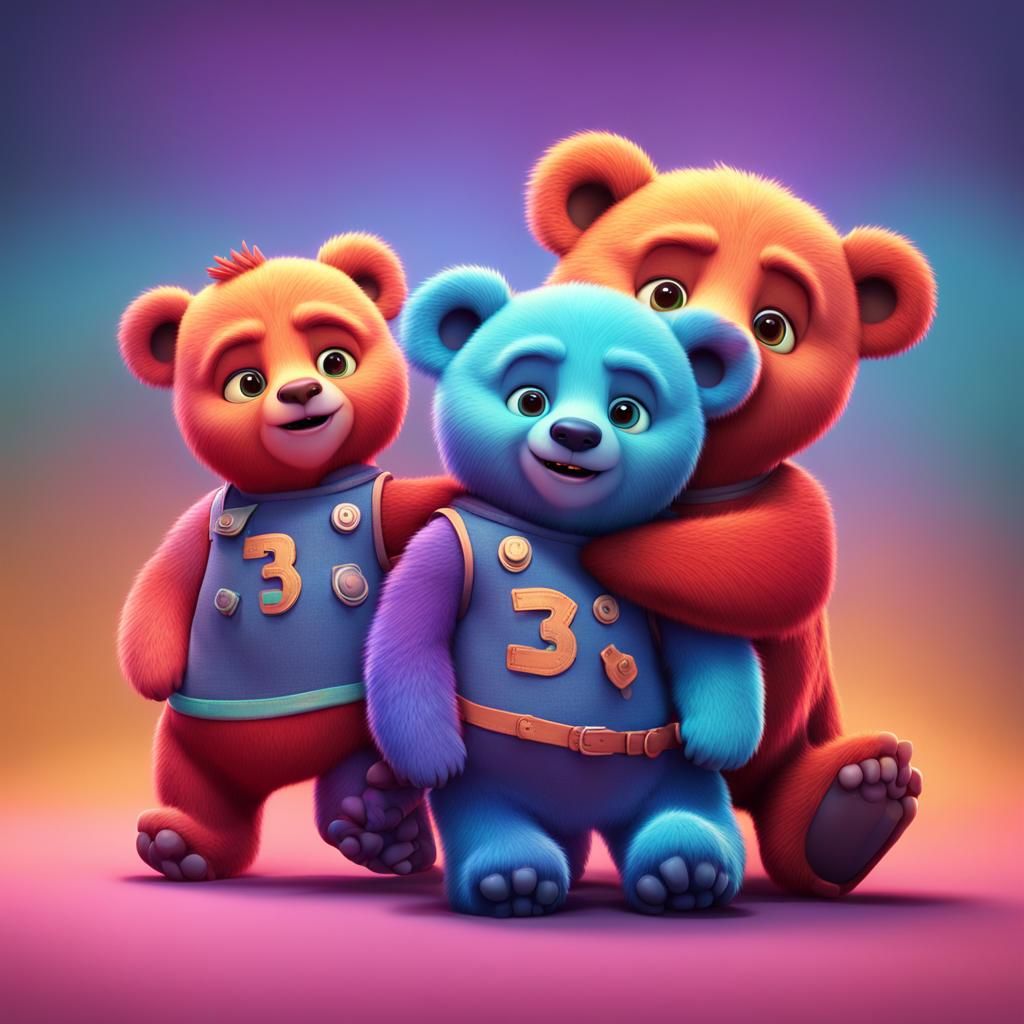 Conjoined Bears: Pixar-Style 3D Digital Art