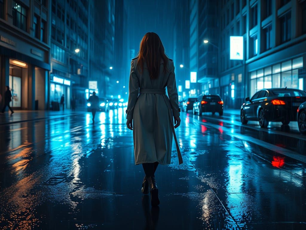 Rainy Night Walk: Cinematic Digital Painting