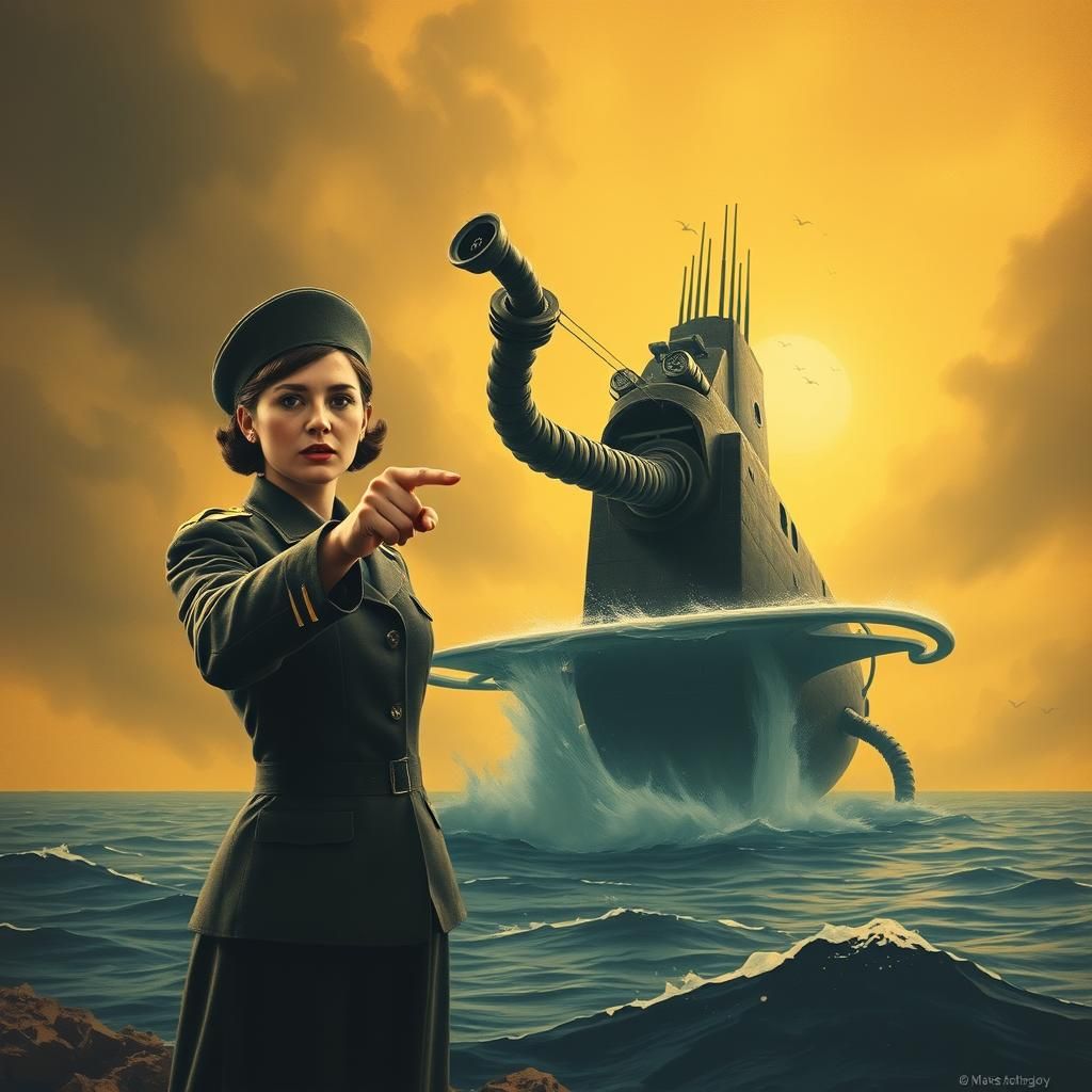 WWII Propaganda Poster: Underwater Robot Menace
