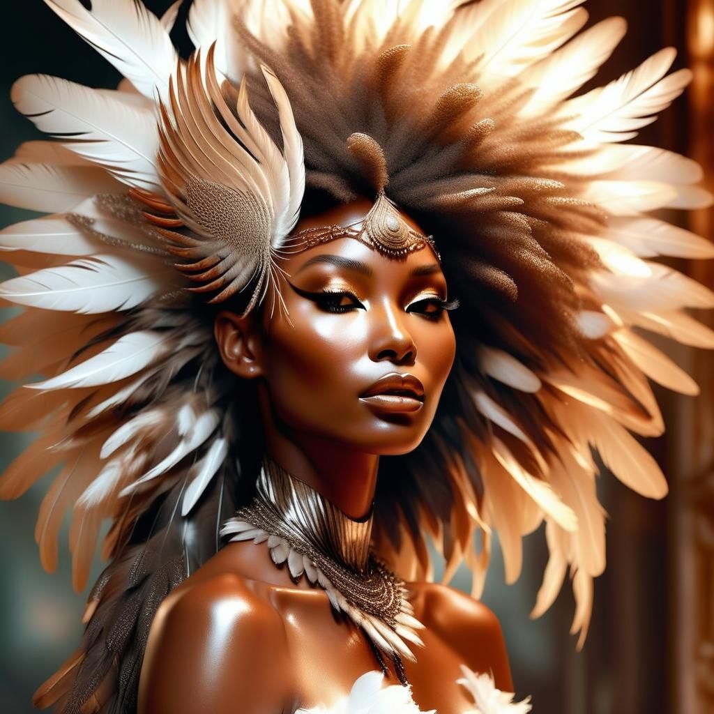 Swan Goddess with Glass Skin in Hyperrealistic Photo