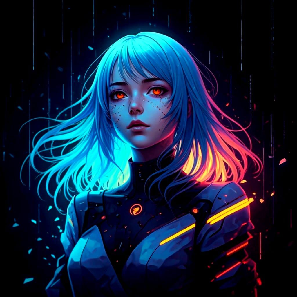 Fragmented Digital Woman in Cybernetic Glitchcore Style