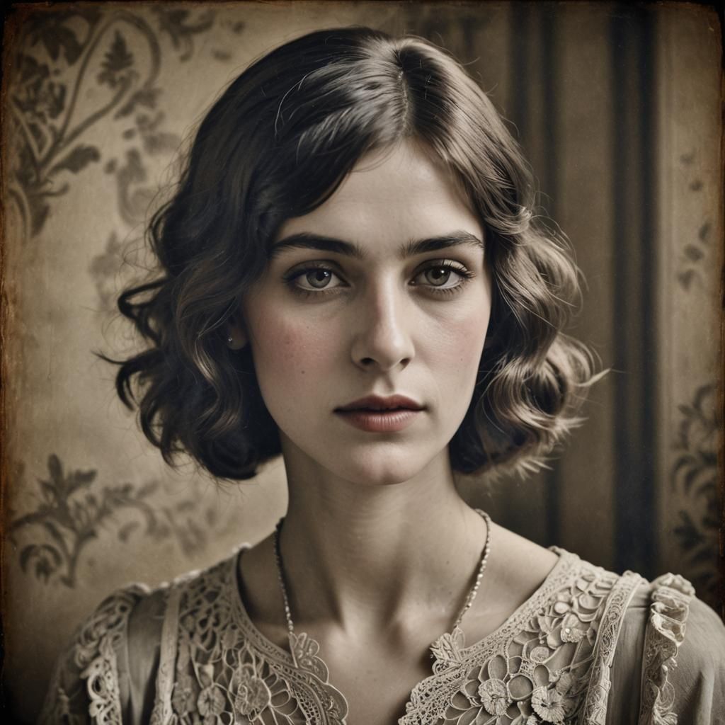 1920s French Woman Portrait in Hyperrealistic Style