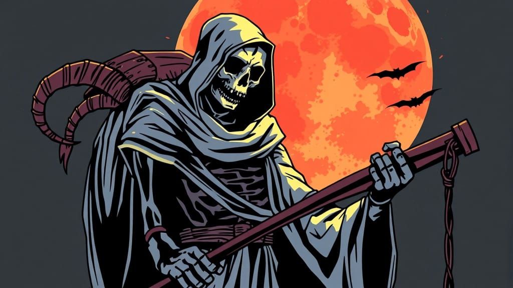 Dark Cyberpunk Reaper in Graffiti Style