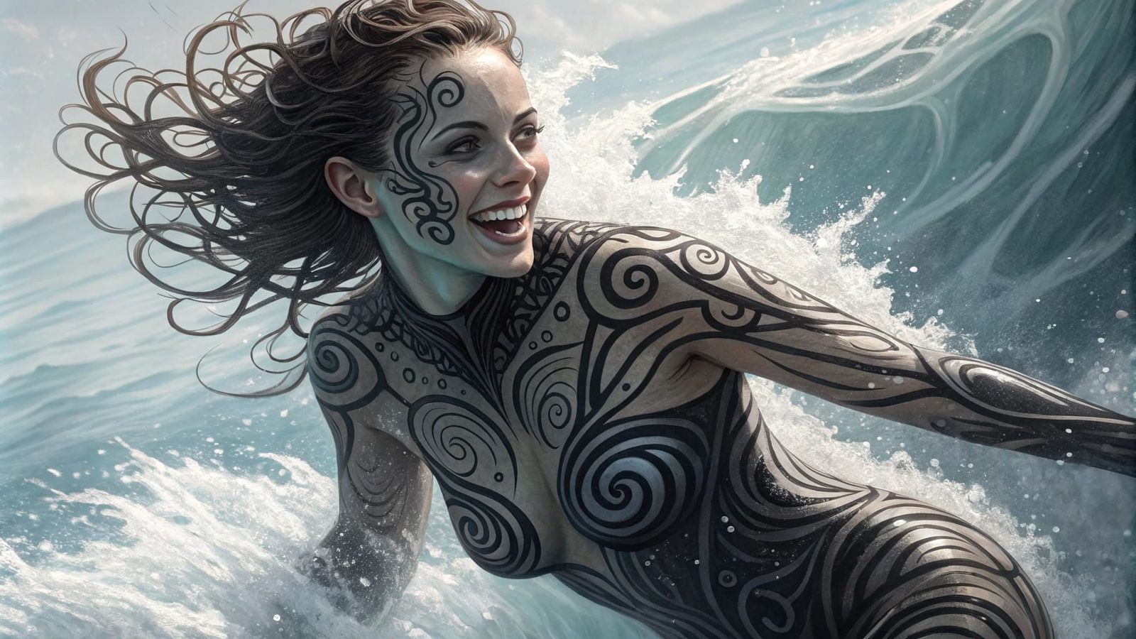 Ethereal Dancer in Swirling Energy