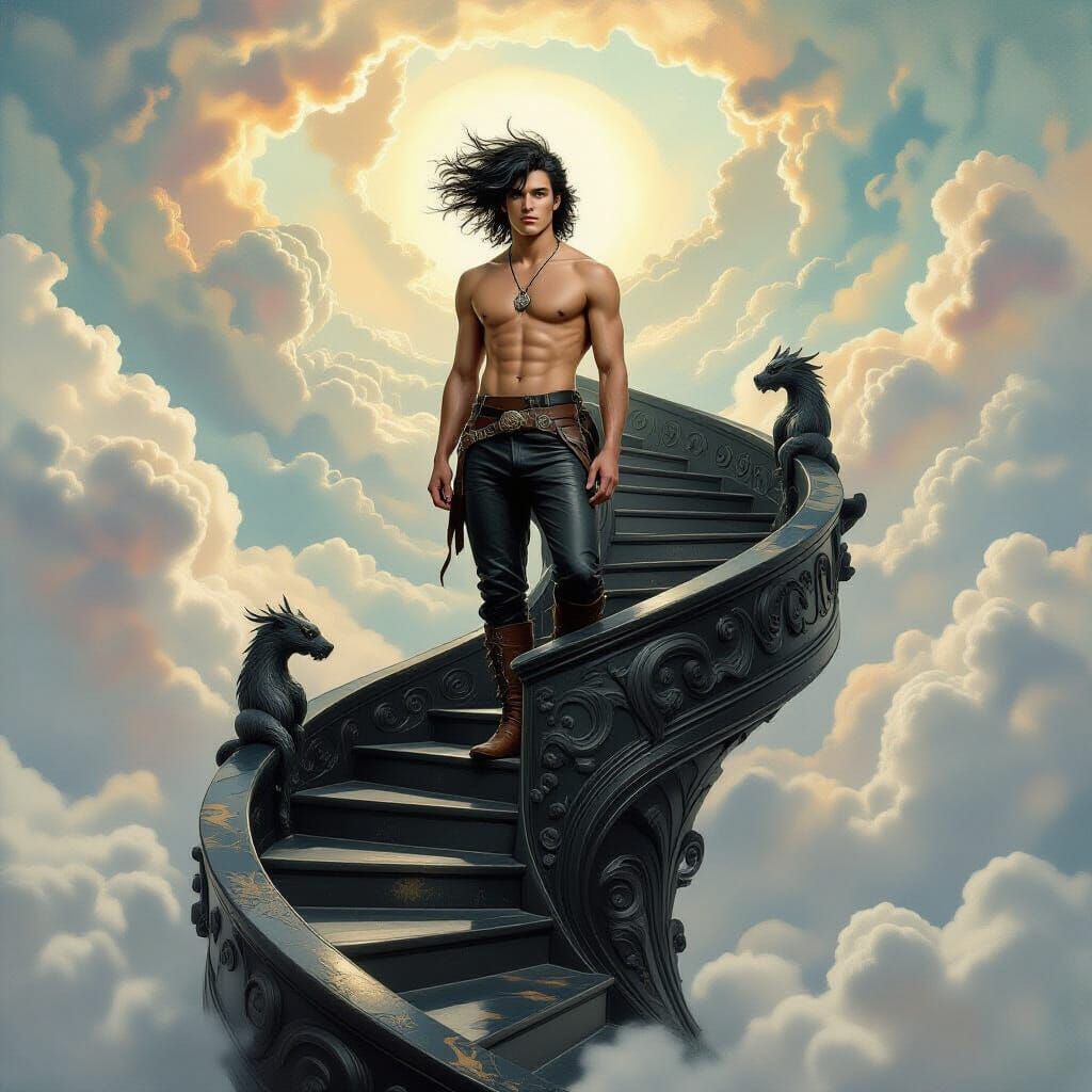 Surreal Stairway to Heaven: Dreamlike Obsidian Ascent