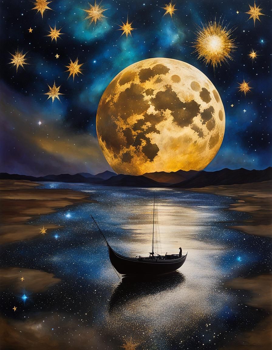 Magical Stars in Gothic Alcohol Inks, Rayograph