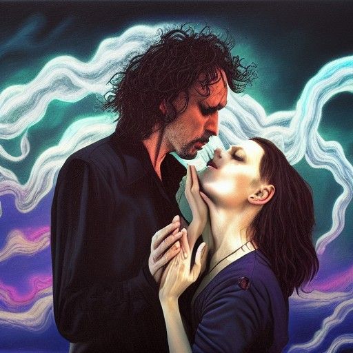 Tim Burton Style Tantric Couple Digital Illustration