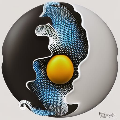 Yin and Yang Egg in Japanese Art Style