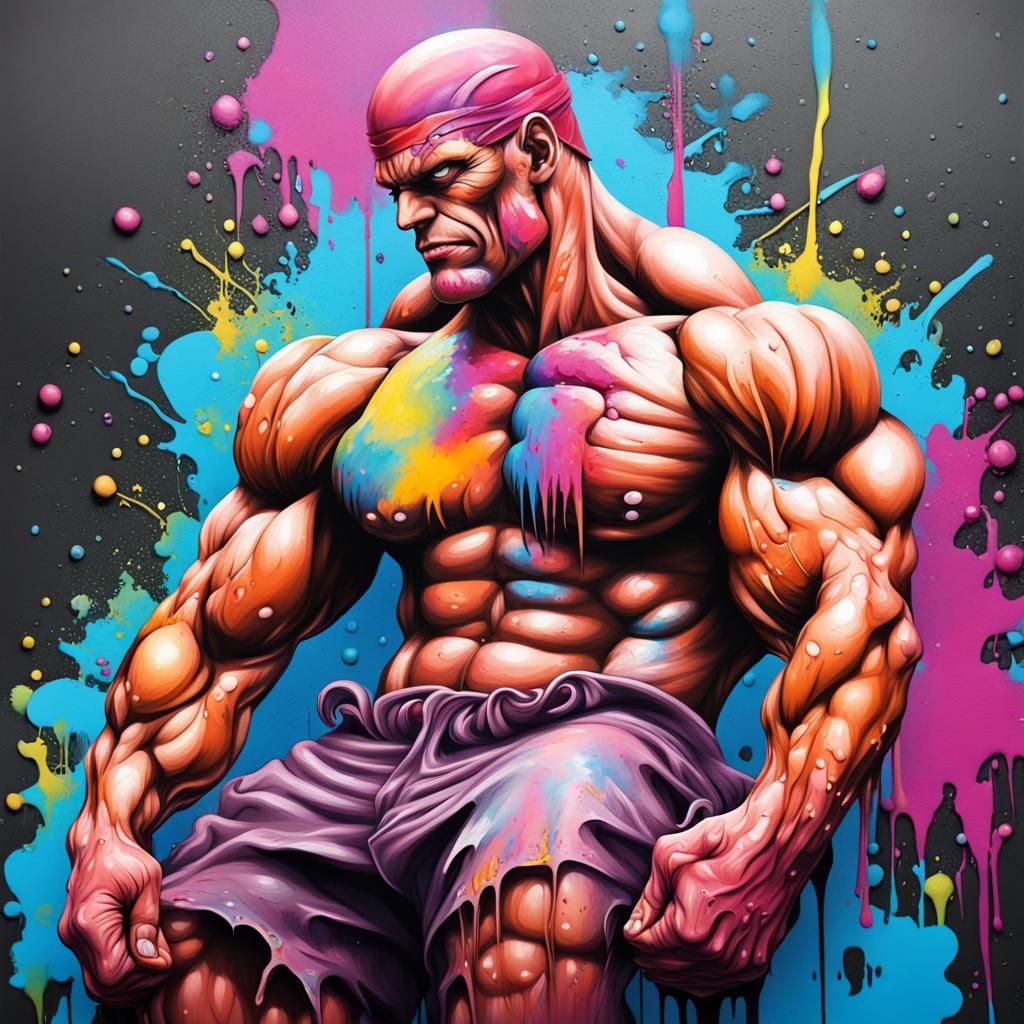 Muscle Fairy in Graffiti Street Art Style