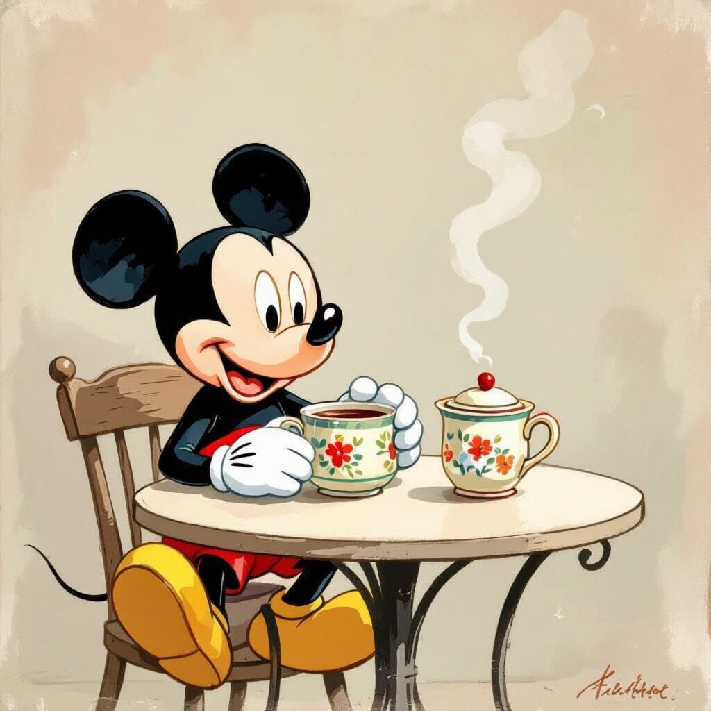 Mickey Mouse with Coffee Pot, Disney Style
