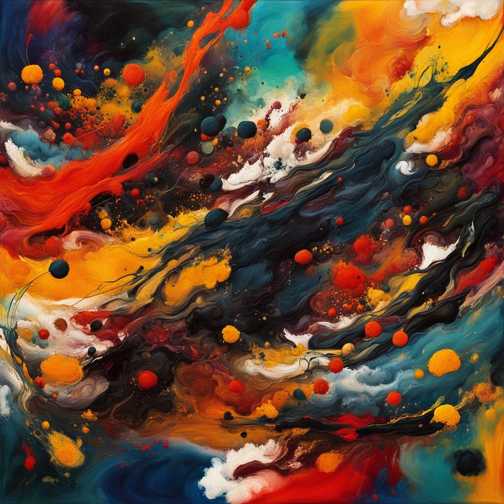 Abstract Expressionism with Swirling Colors