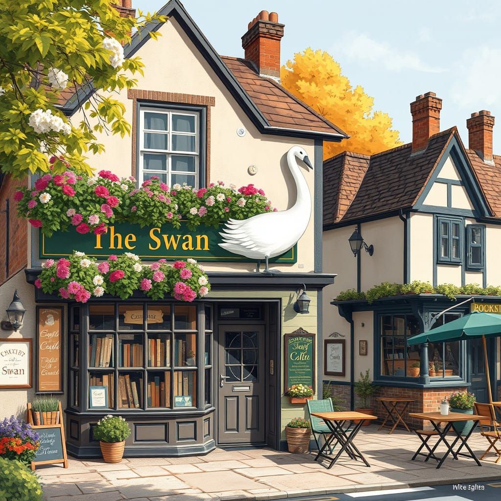 Charming Autumn Village Cafe in Victorian Style