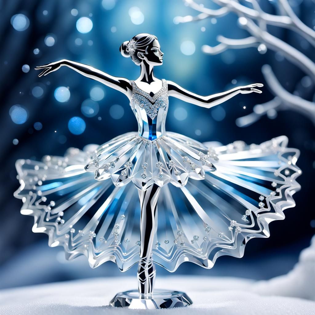 Icy Crystal Ballerina in Winter Scene