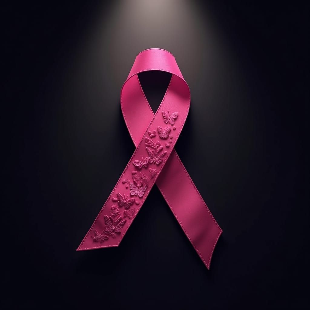 Textured Pink Butterfly Ribbon in Dramatic Spotlight