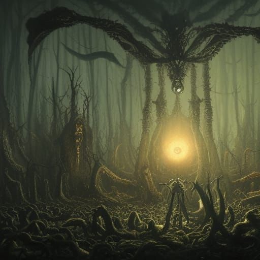 Sinister Ghoul Summons Evil in Mushroom Forest
