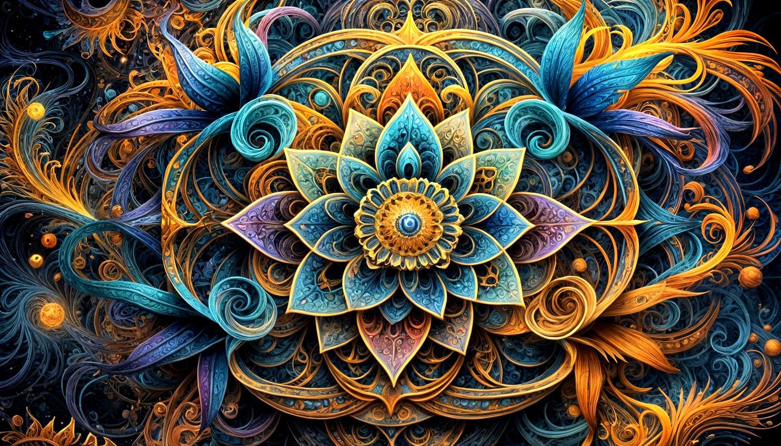 Serpent and Dove Dance within Lotus, Sacred Geometry