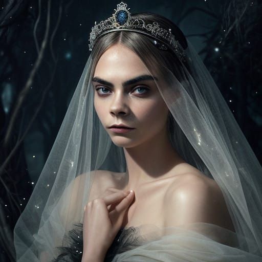 Gothic Queen in Black Lace Crown