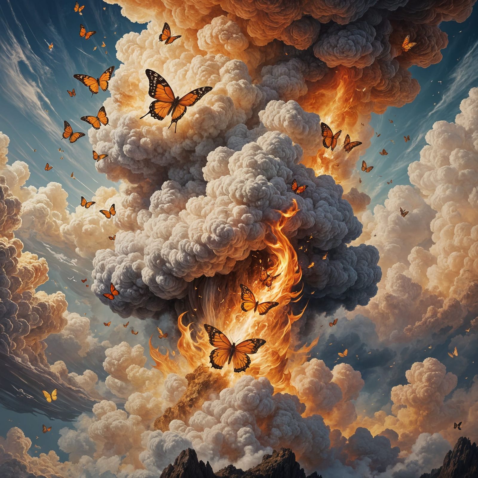 Blasting, billowing, bursting forth
With the power of ten billion butterfly sneezes
Man with his flaming pyre has conque...